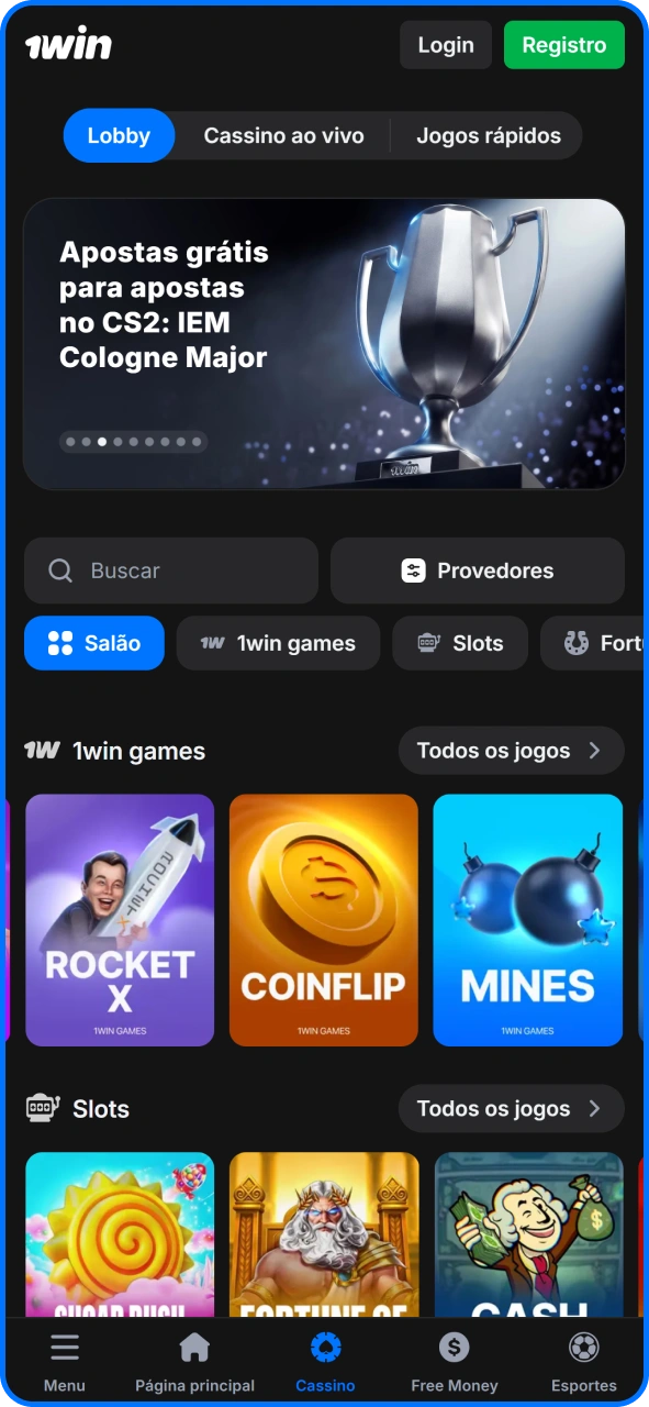 Experimente diversos jogos de cassino no aplicativo 1win.