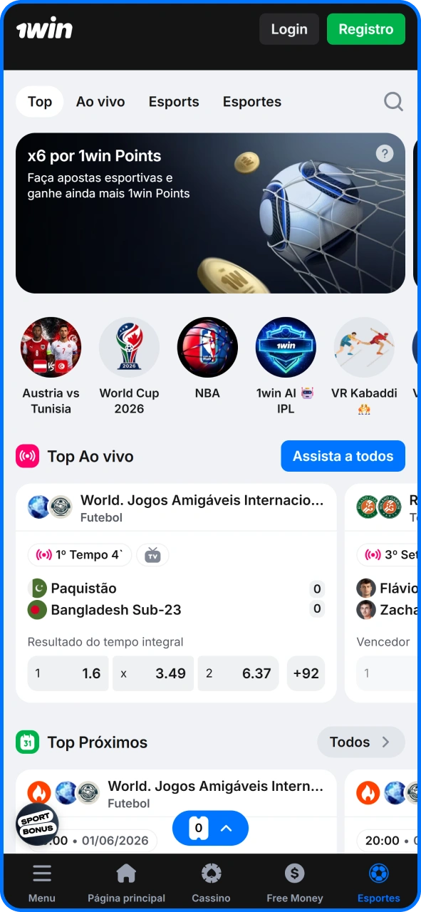 Acompanhe os maiores torneios esportivos com o aplicativo 1win.