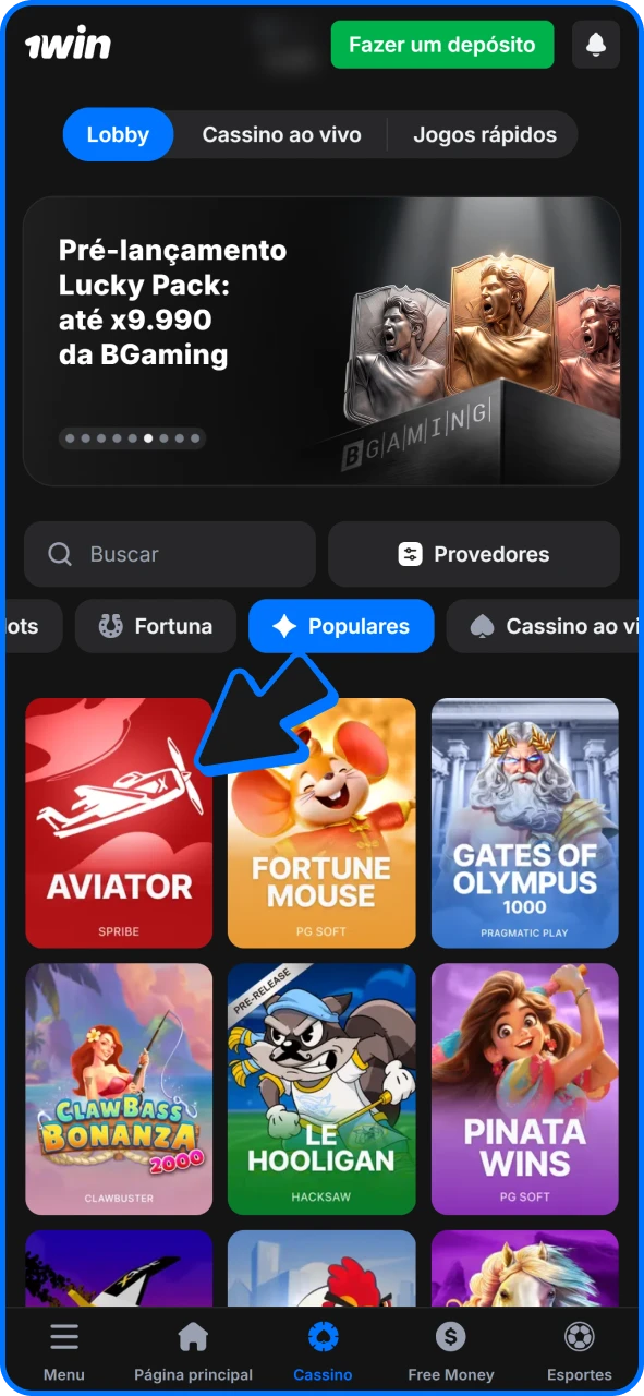 Encontre o Aviator no aplicativo Android do cassino 1win e comece a jogar.