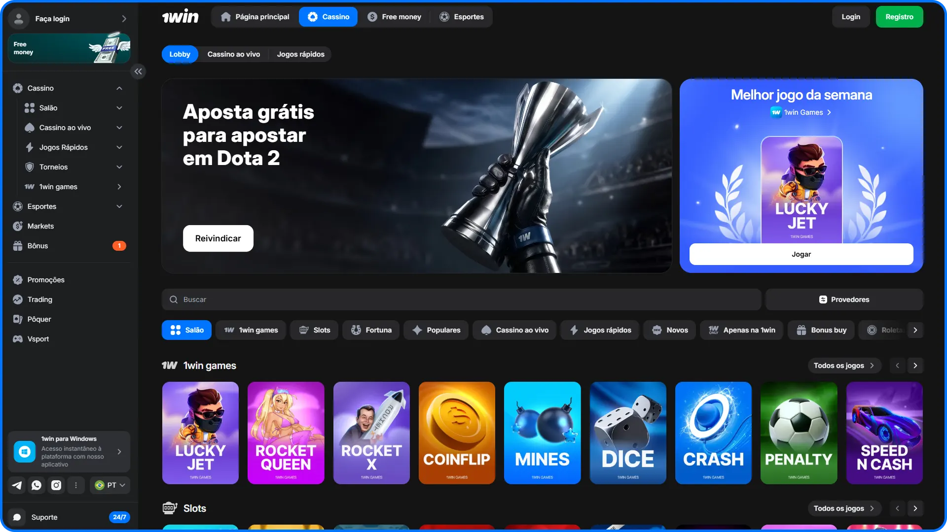 Jogue os melhores caça-níqueis e outros jogos de cassino no 1win.